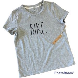 Rae Dunn 'Bike' Gray T Shirt Top M Nwt